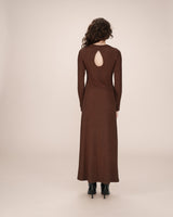 Robe longue côtelée chocolat Sorina