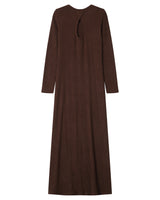 Robe longue côtelée chocolat Sorina