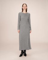 Robe longue côtelée gris Sorina