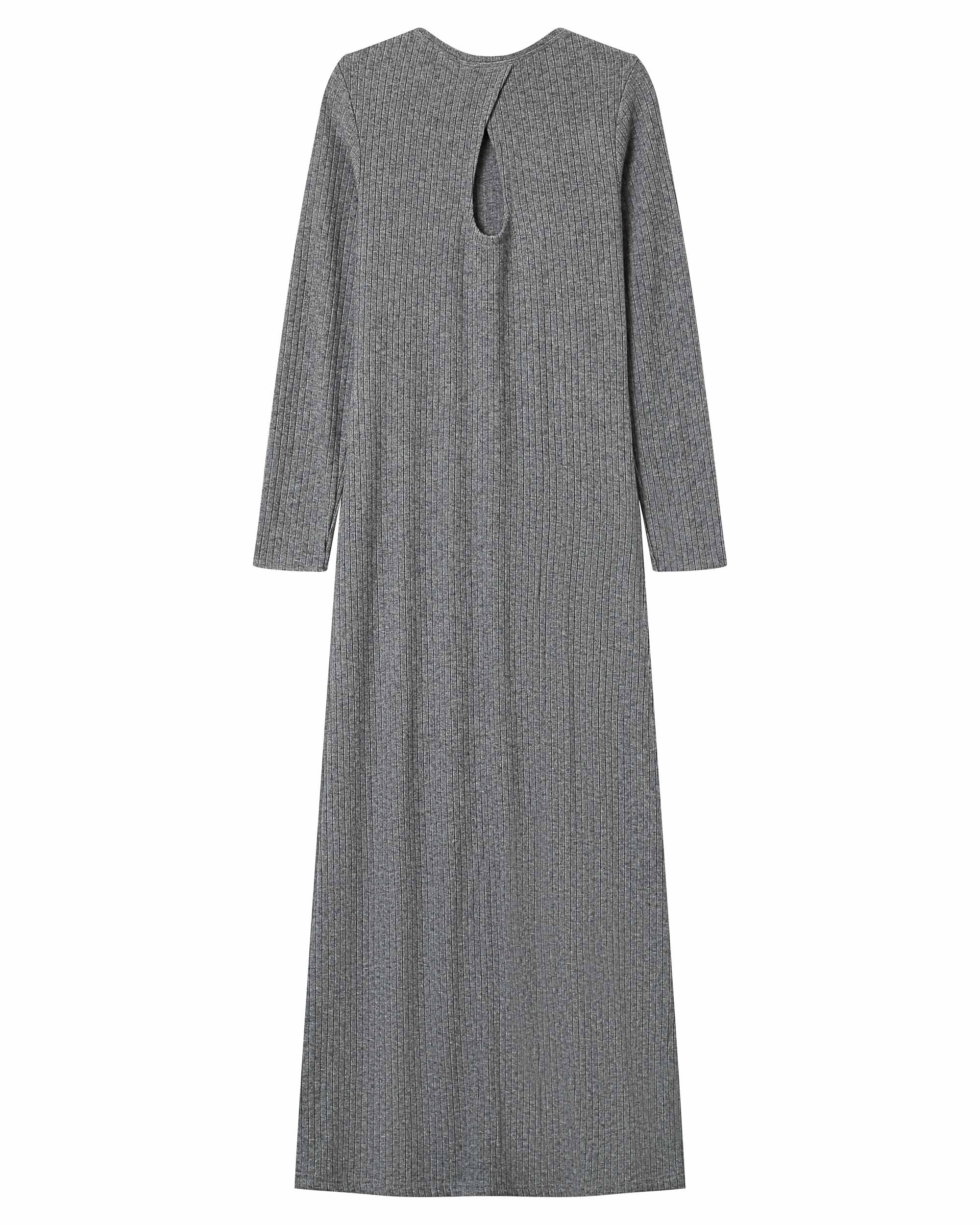 Robe longue côtelée gris Sorina