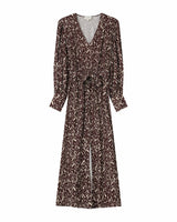 Robe longue abstraite chocolat Soisson