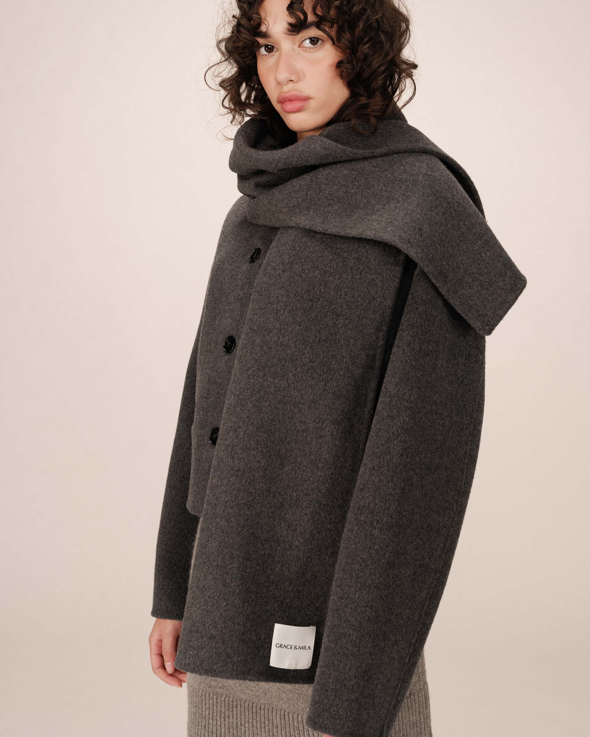 Wool scarf anthracite Siley