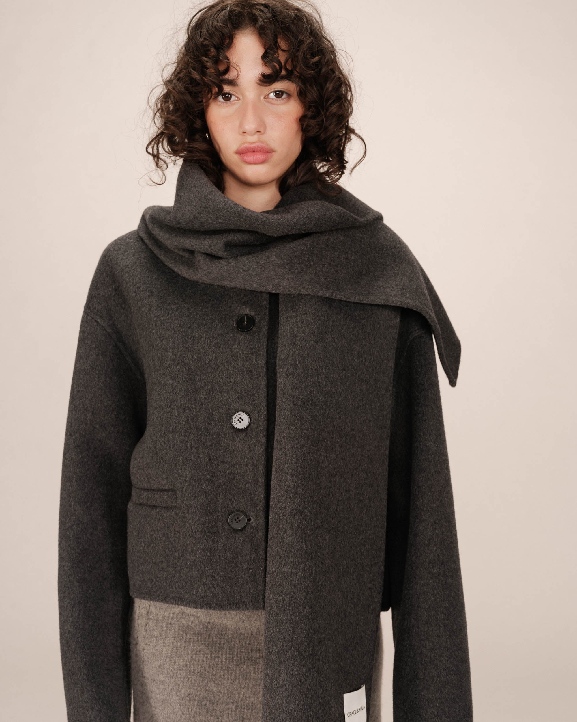 Wool scarf anthracite Siley