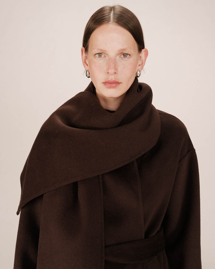 Echarpe en laine chocolat Siley