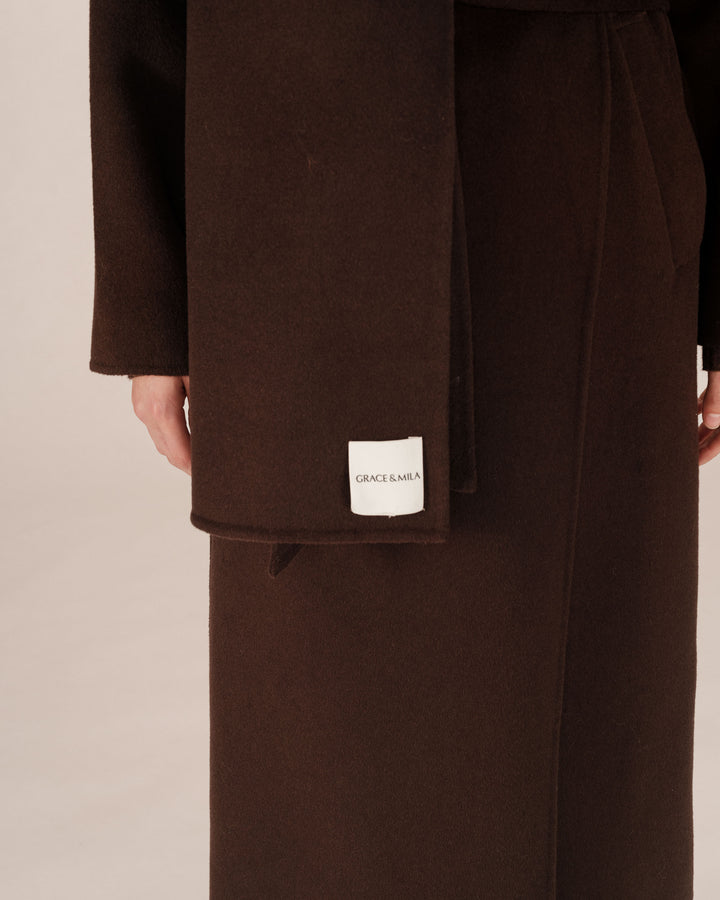 Echarpe en laine chocolat Siley