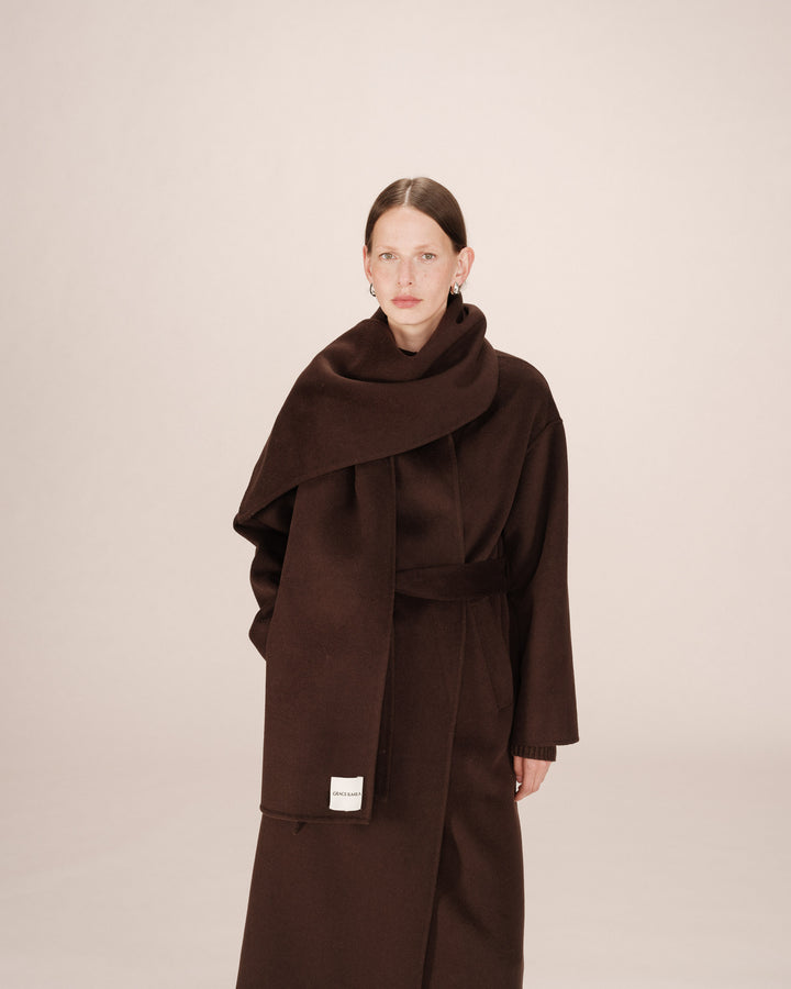 Echarpe en laine chocolat Siley