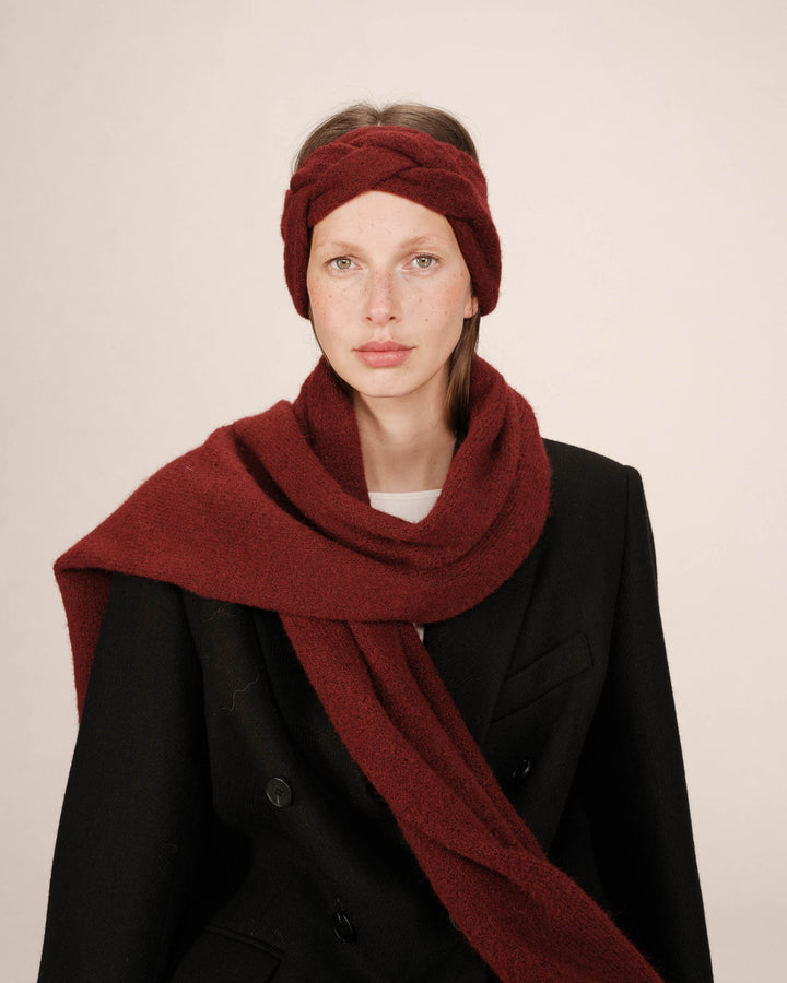 Bandeau en maille bordeaux Sana