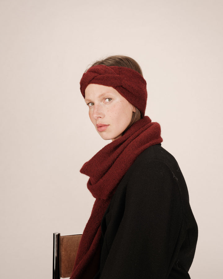Bandeau en maille bordeaux Sana