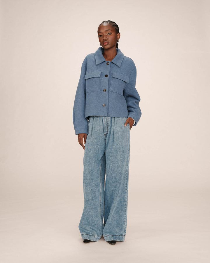 Wool boxy jacket bleu denim Novembre