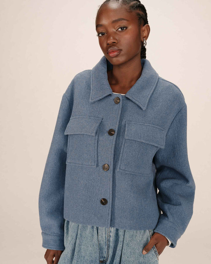 Wool boxy jacket bleu denim Novembre