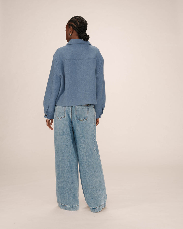 Wool boxy jacket bleu denim Novembre