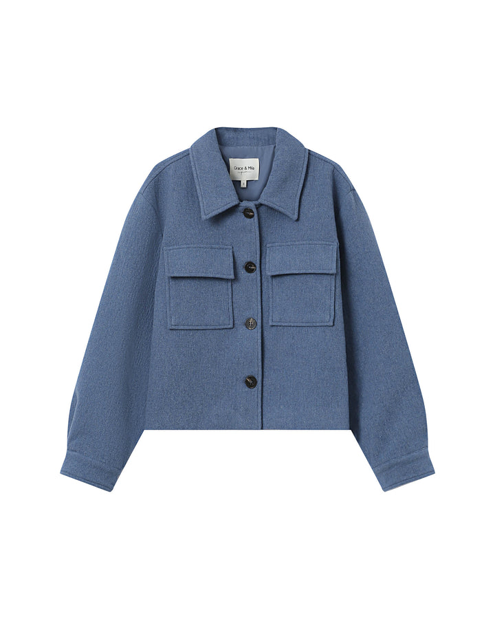 Wool boxy jacket bleu denim Novembre