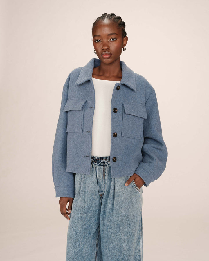 Wool boxy jacket bleu denim Novembre