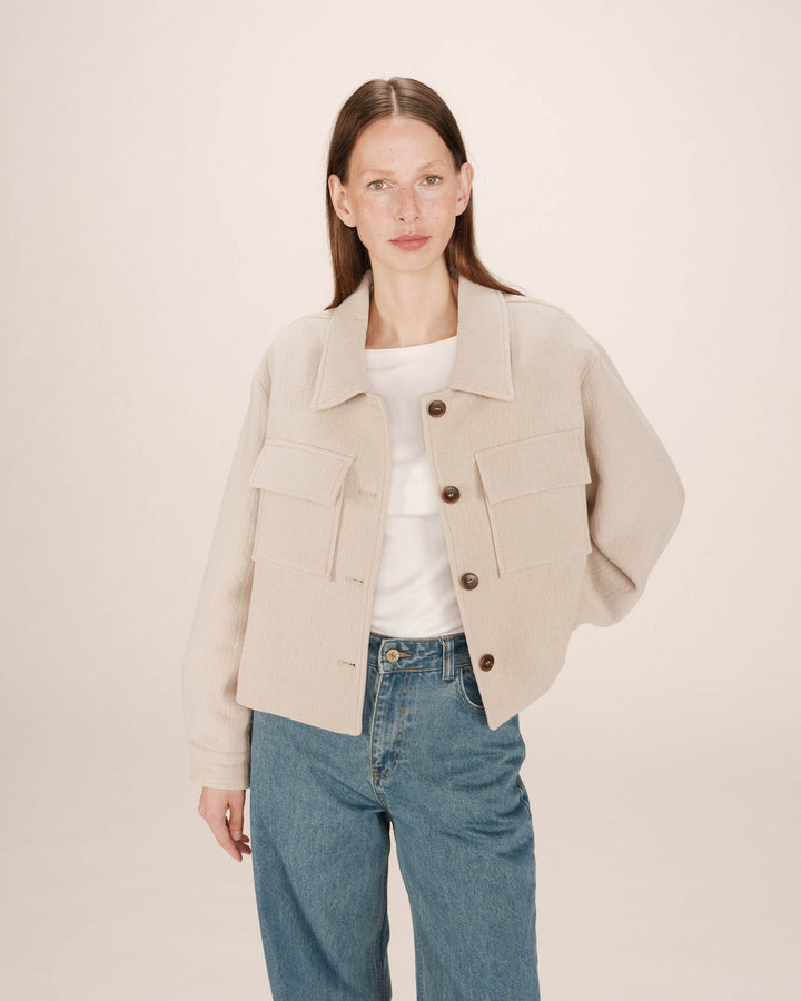 Wool boxy jacket greige Novembre