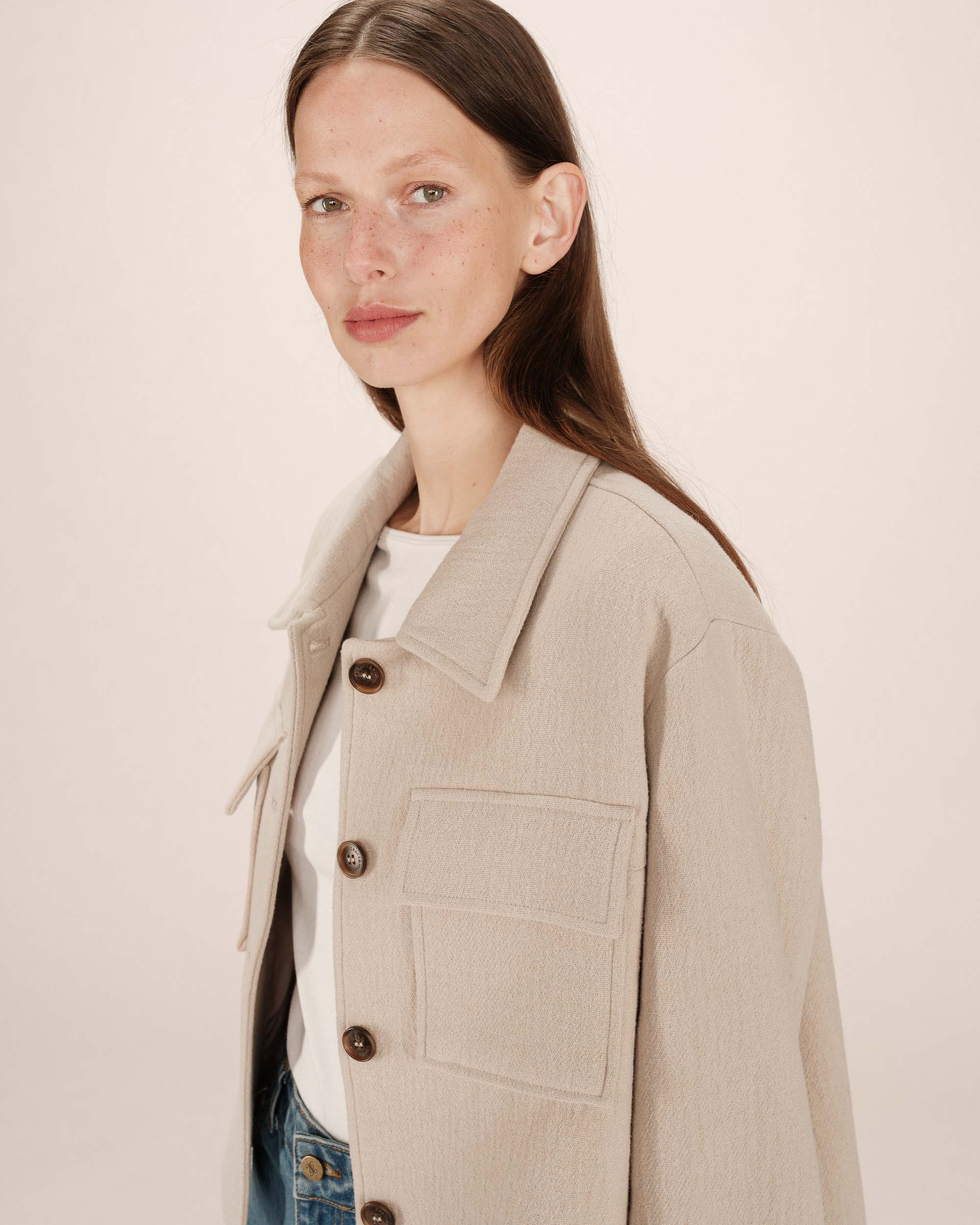 Veste boxy en laine greige Novembre