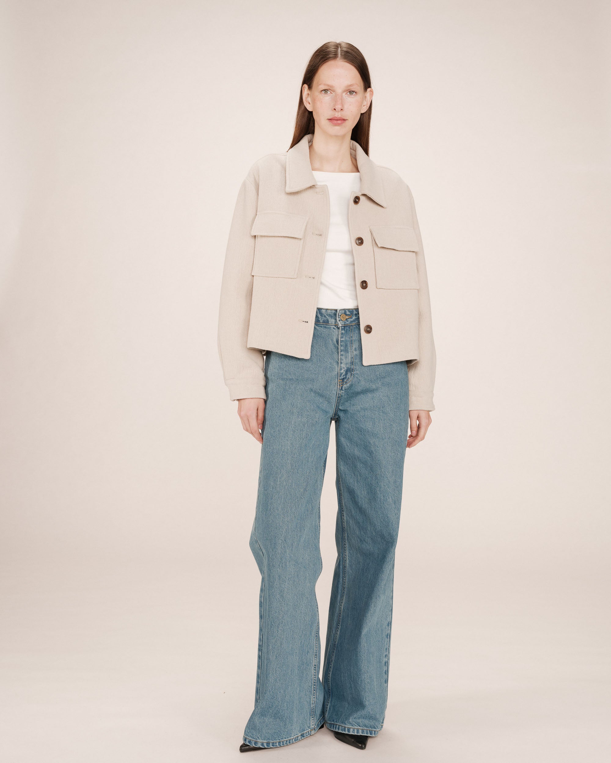 Veste boxy en laine greige Novembre
