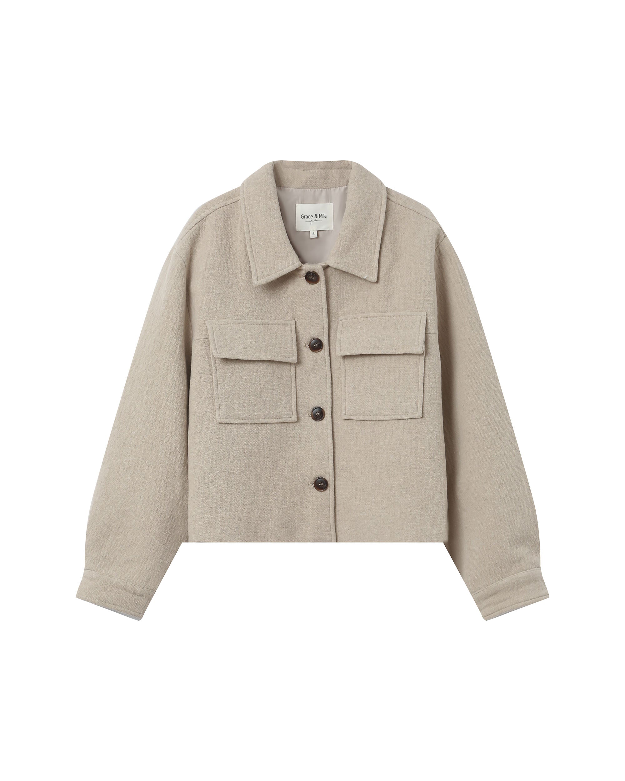 Veste boxy en laine greige Novembre
