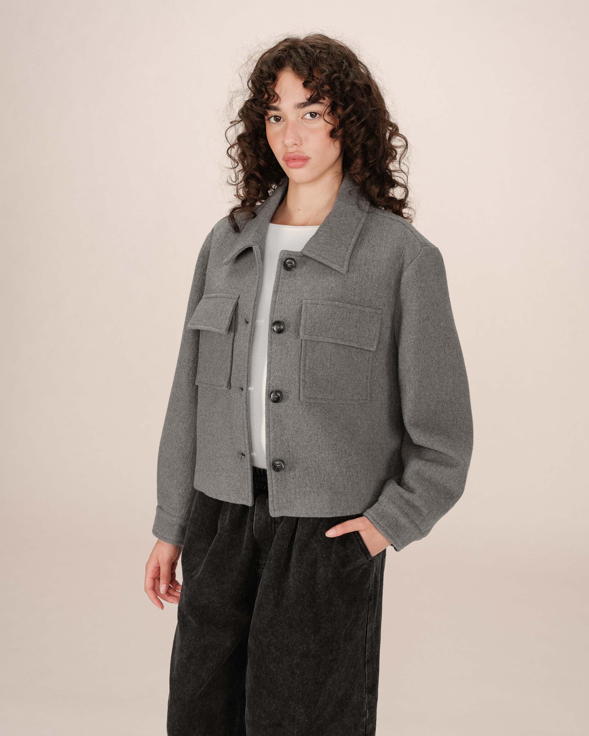 Wool boxy jacket gray Novembre