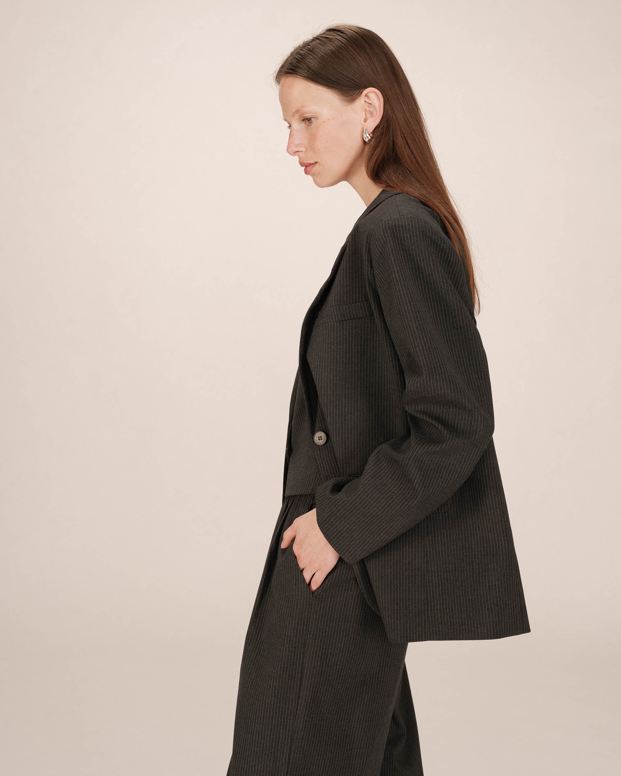 Straight striped blazer anthracite Silly