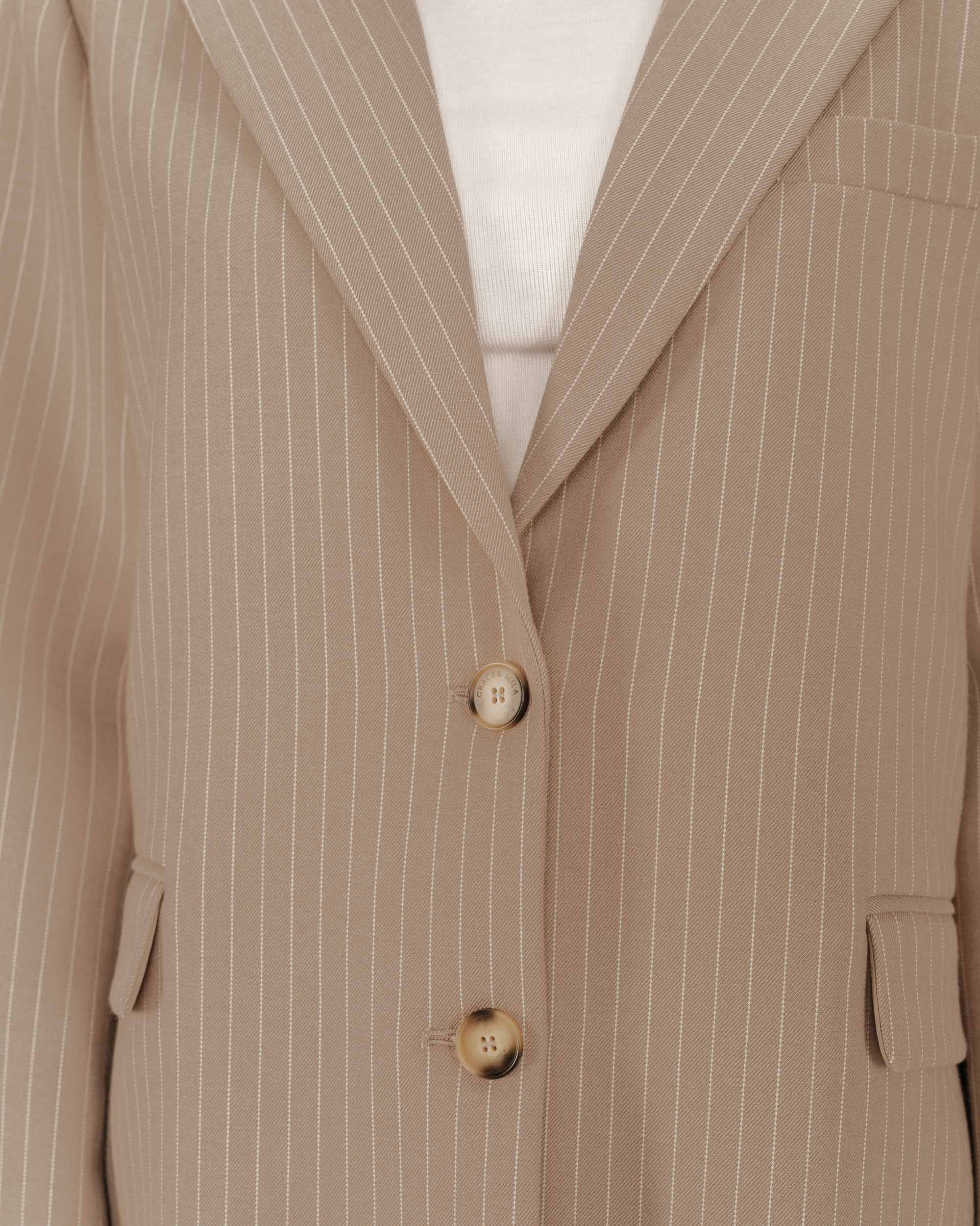 Straight striped blazer greige Silly
