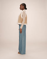 Veste en daim et shearling sable Sohen