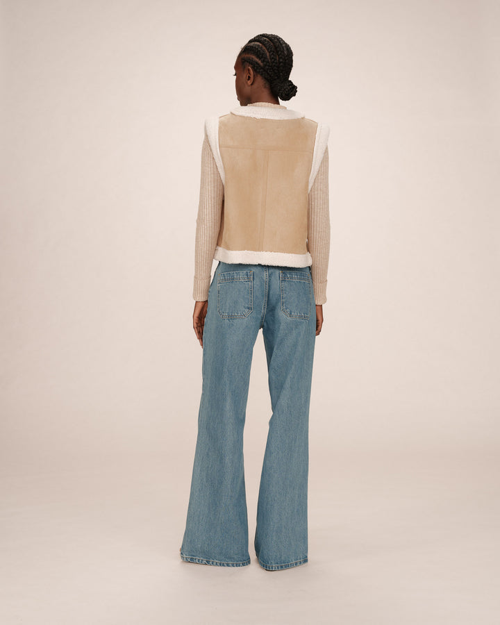 Veste en daim et shearling sable Sohen