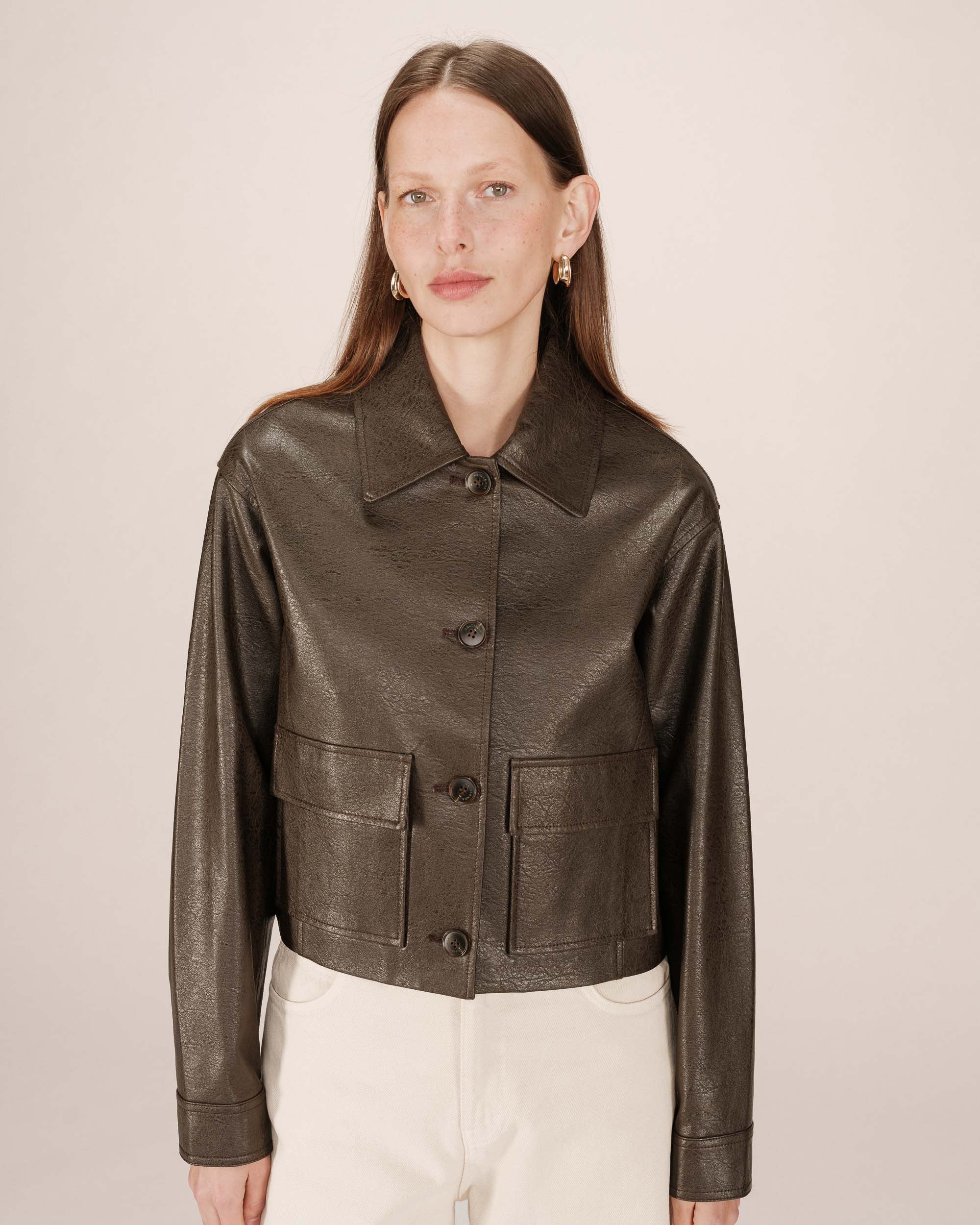 Faux leather jacket chocolatee Solange