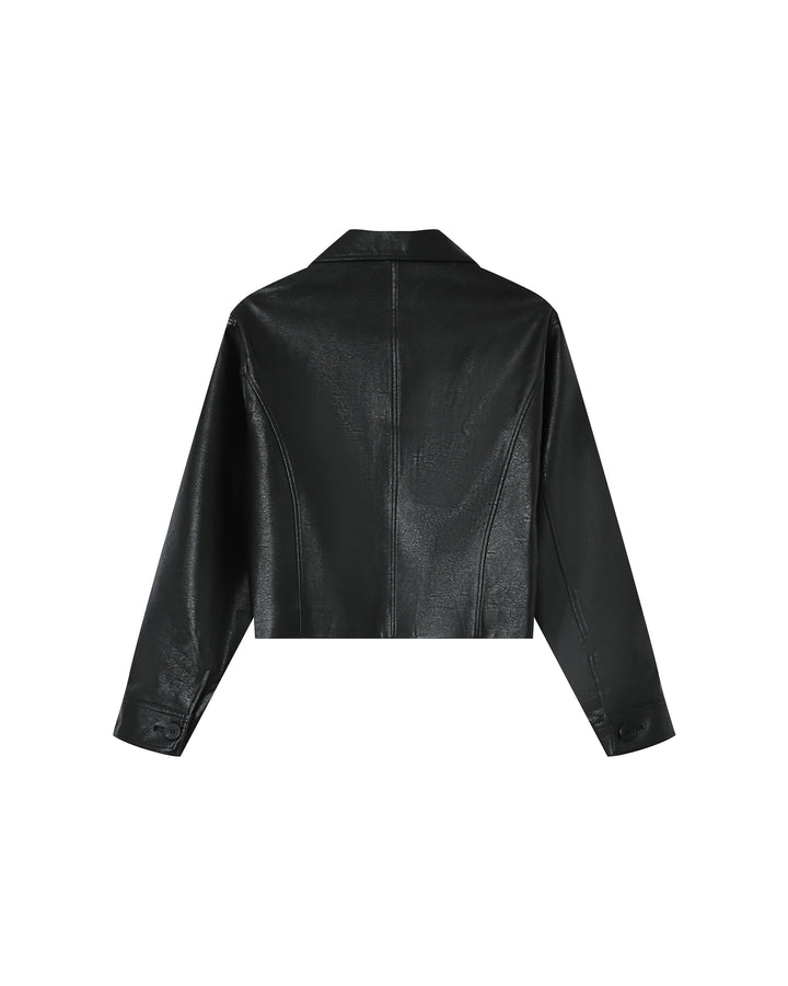 Veste en simili cuir noir Solange