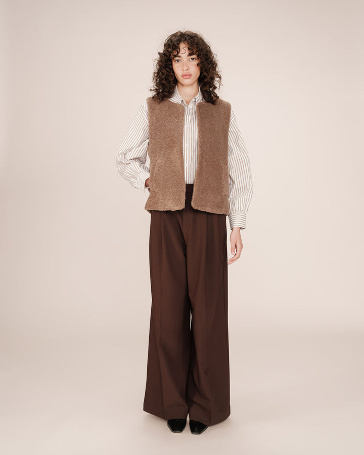 Veste en faux shearling taupe Sinatra