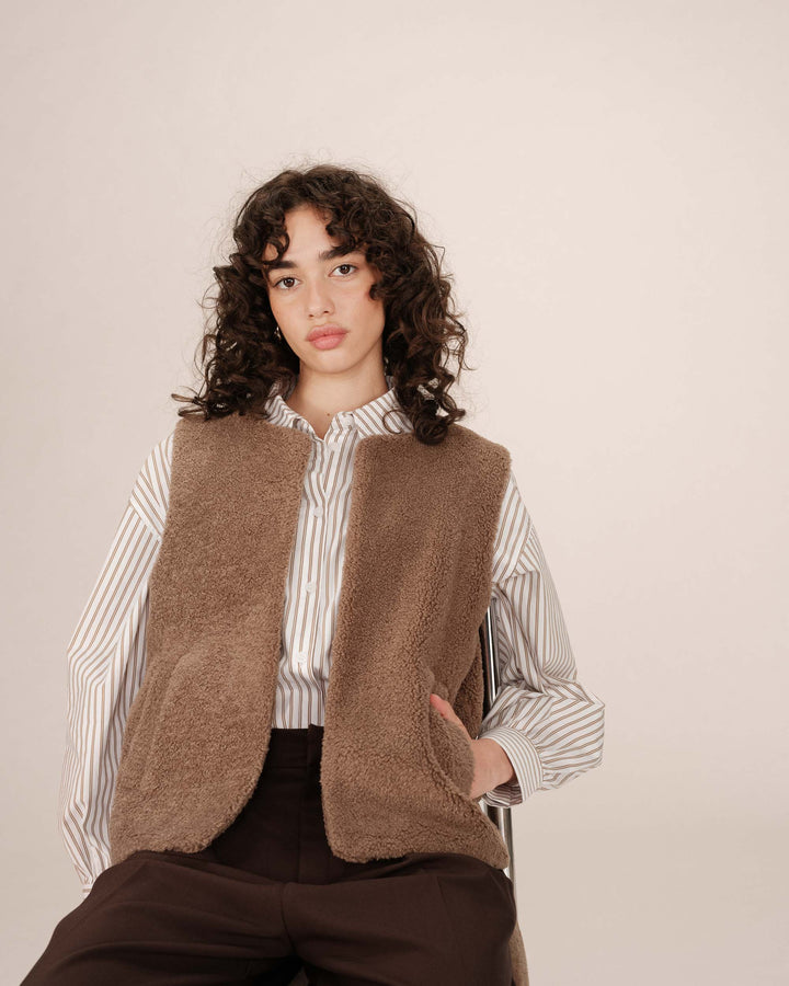 Veste en faux shearling taupe Sinatra