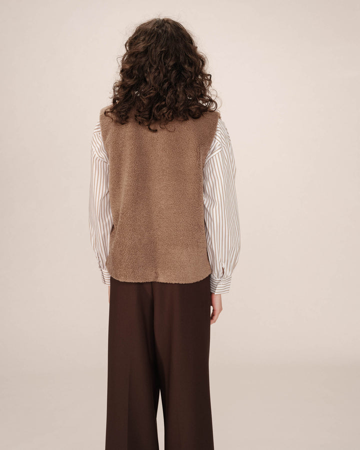 Veste en faux shearling taupe Sinatra