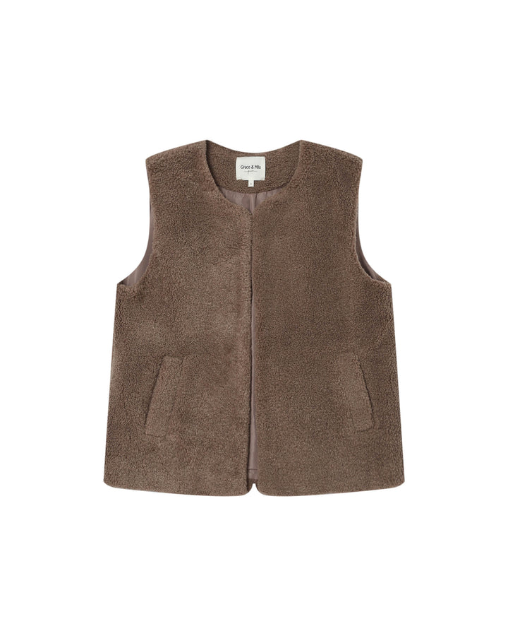 Veste en faux shearling taupe Sinatra