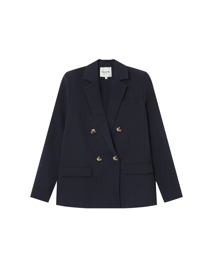 Blazer croise droit marine Sureau