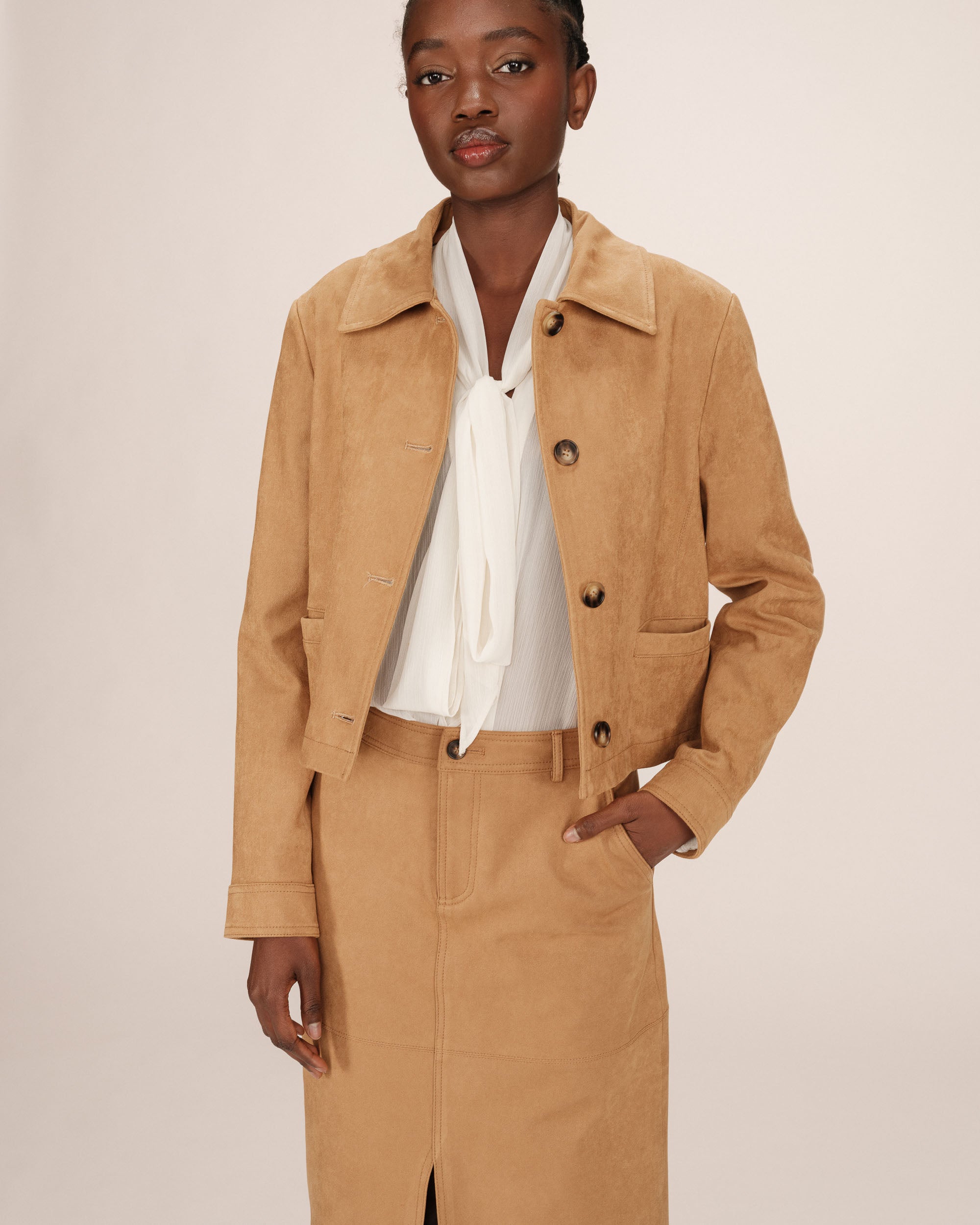 Suede-look jacket ocher Sullivan