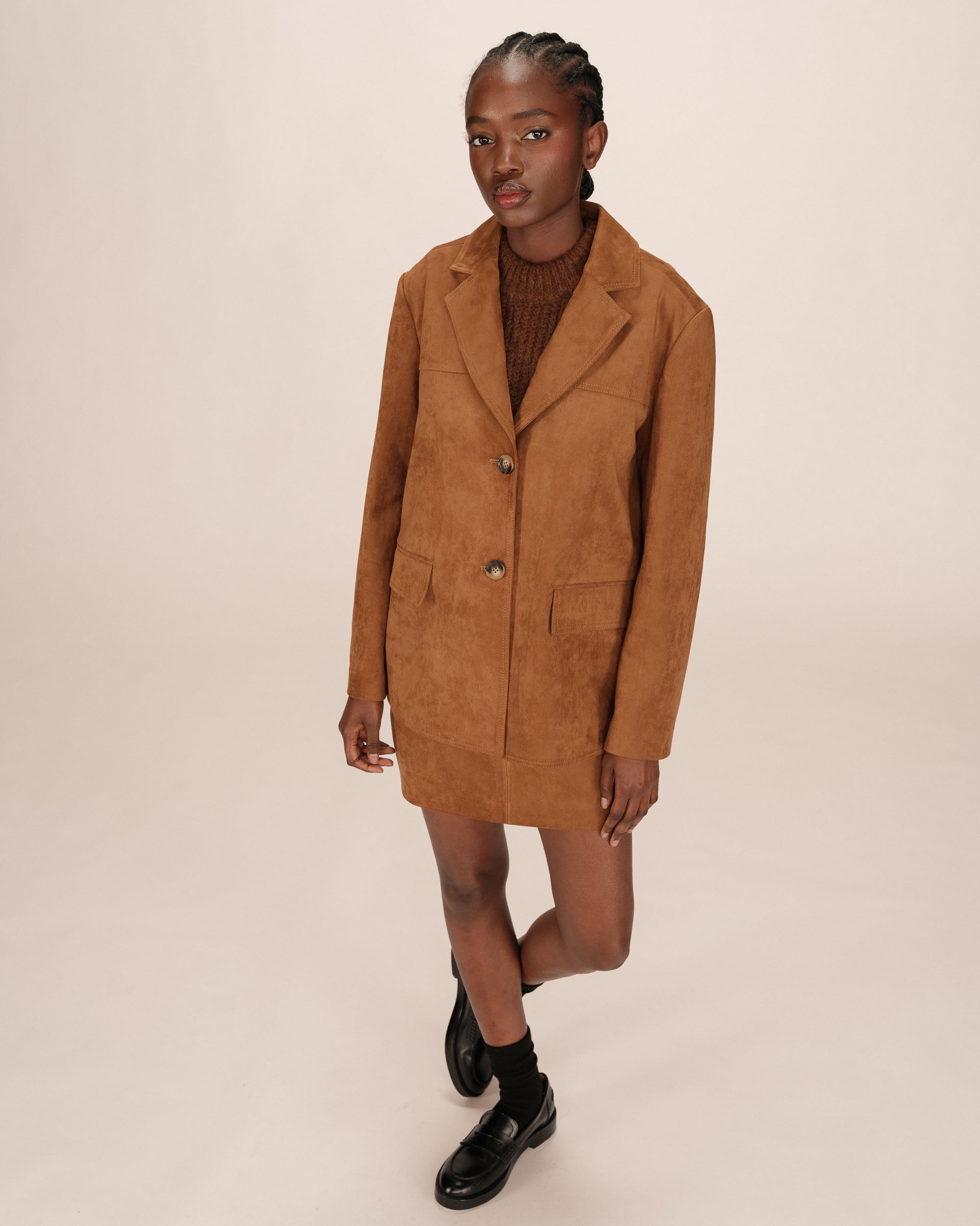 Suede-look blazer camel Shannon