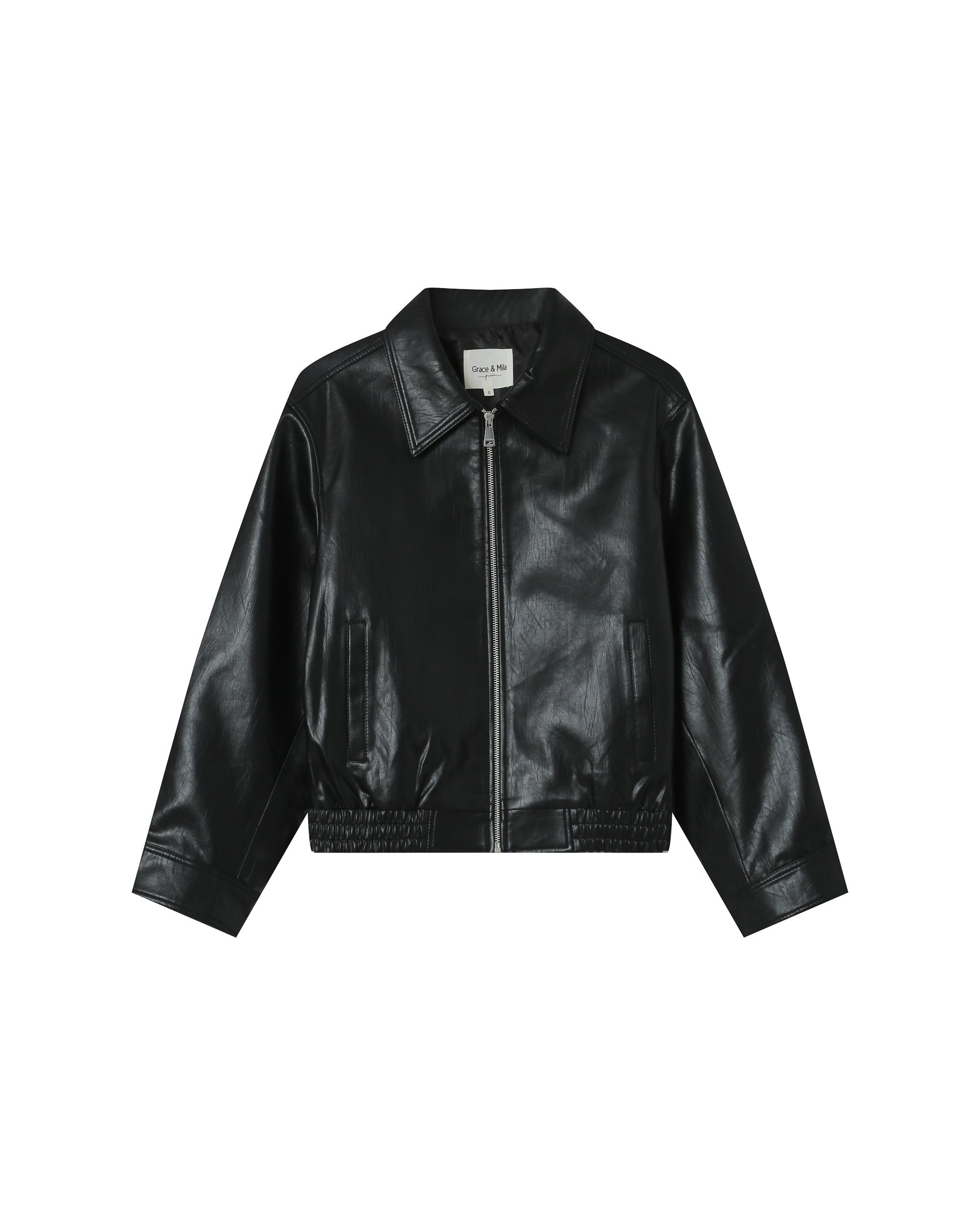 Veste en simili cuir noir Sunisa
