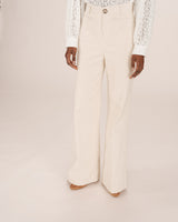 Pantalon large velours ecru Samba