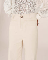 Pantalon large velours ecru Samba