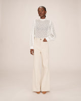 Pantalon large velours ecru Samba