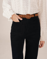 Pantalon large velours marine Samba