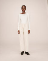 Pantalon large velours ecru Liberty