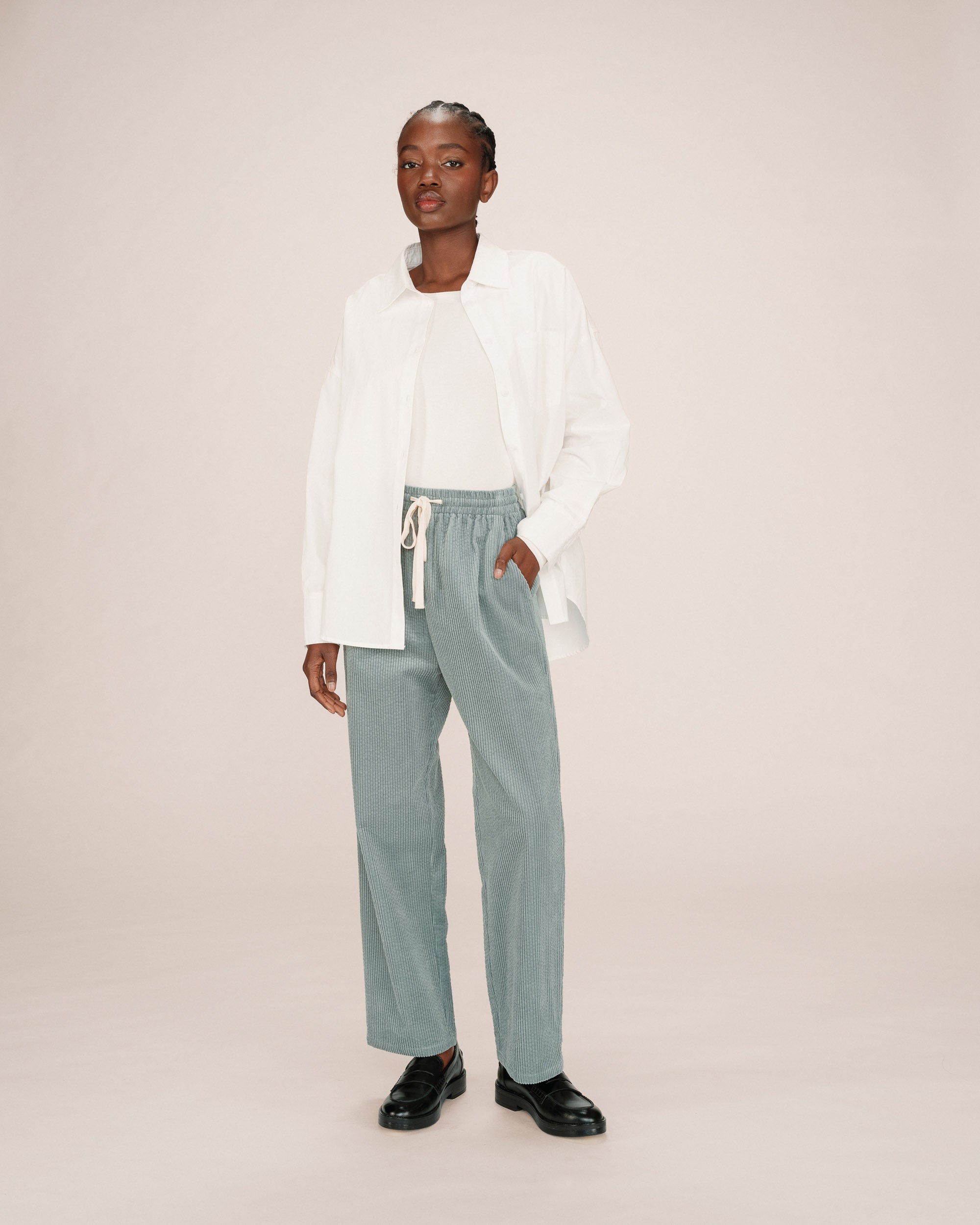 Pantalon large velours sauge Liberty