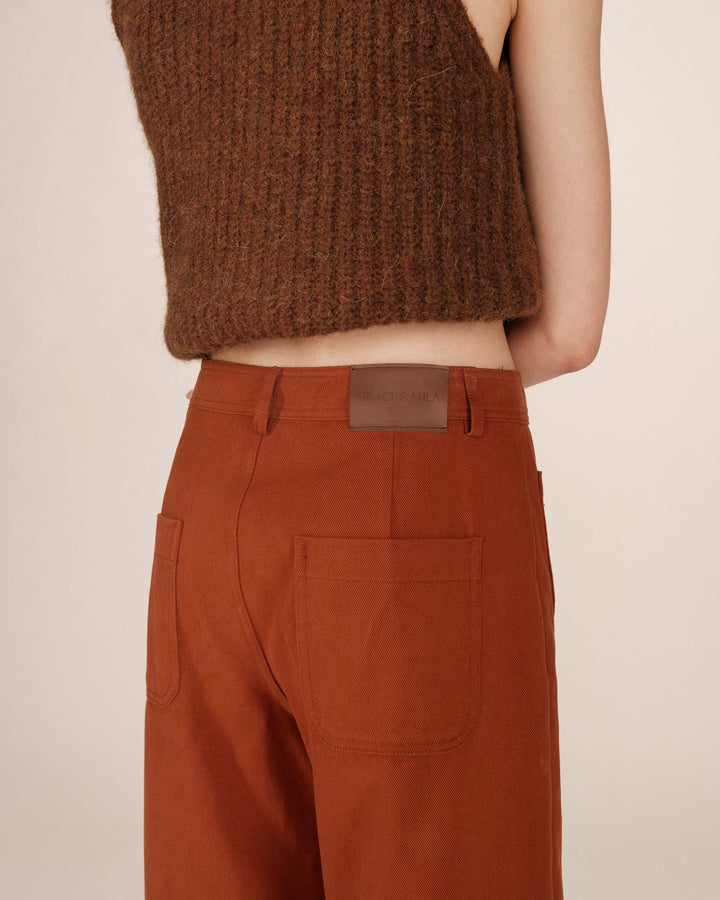 Pantalon droit 7/8e camel Sole