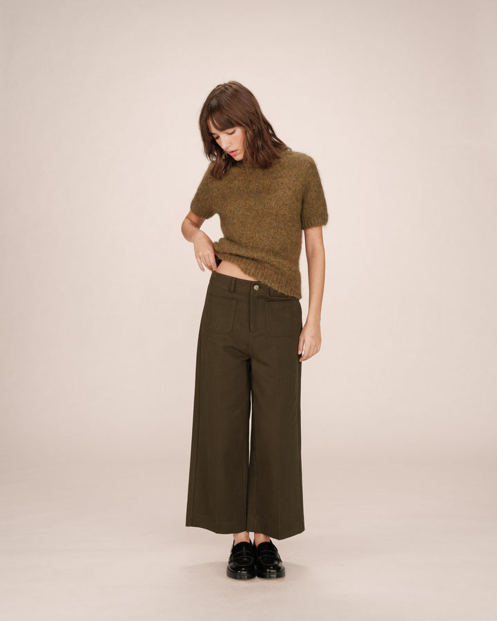 7/8 straight trousers vert foret Sole
