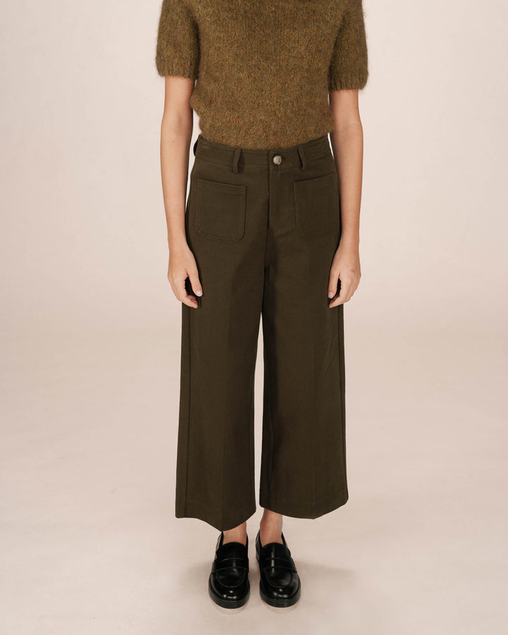 7/8 straight trousers vert foret Sole