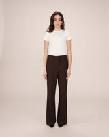 Pantalon tailleur evase chocolat Singer