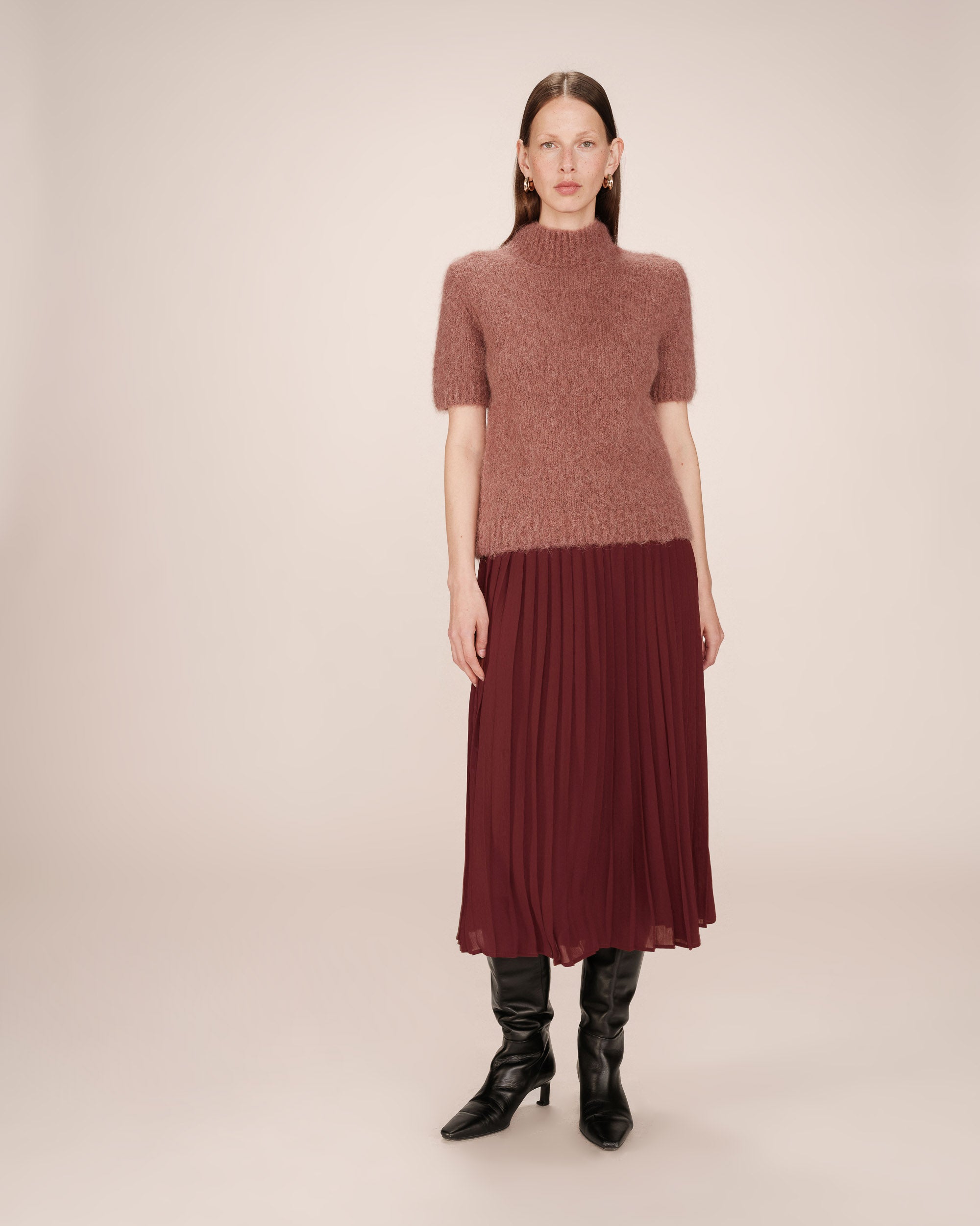 Jupe longue plissee chocolat Plisse