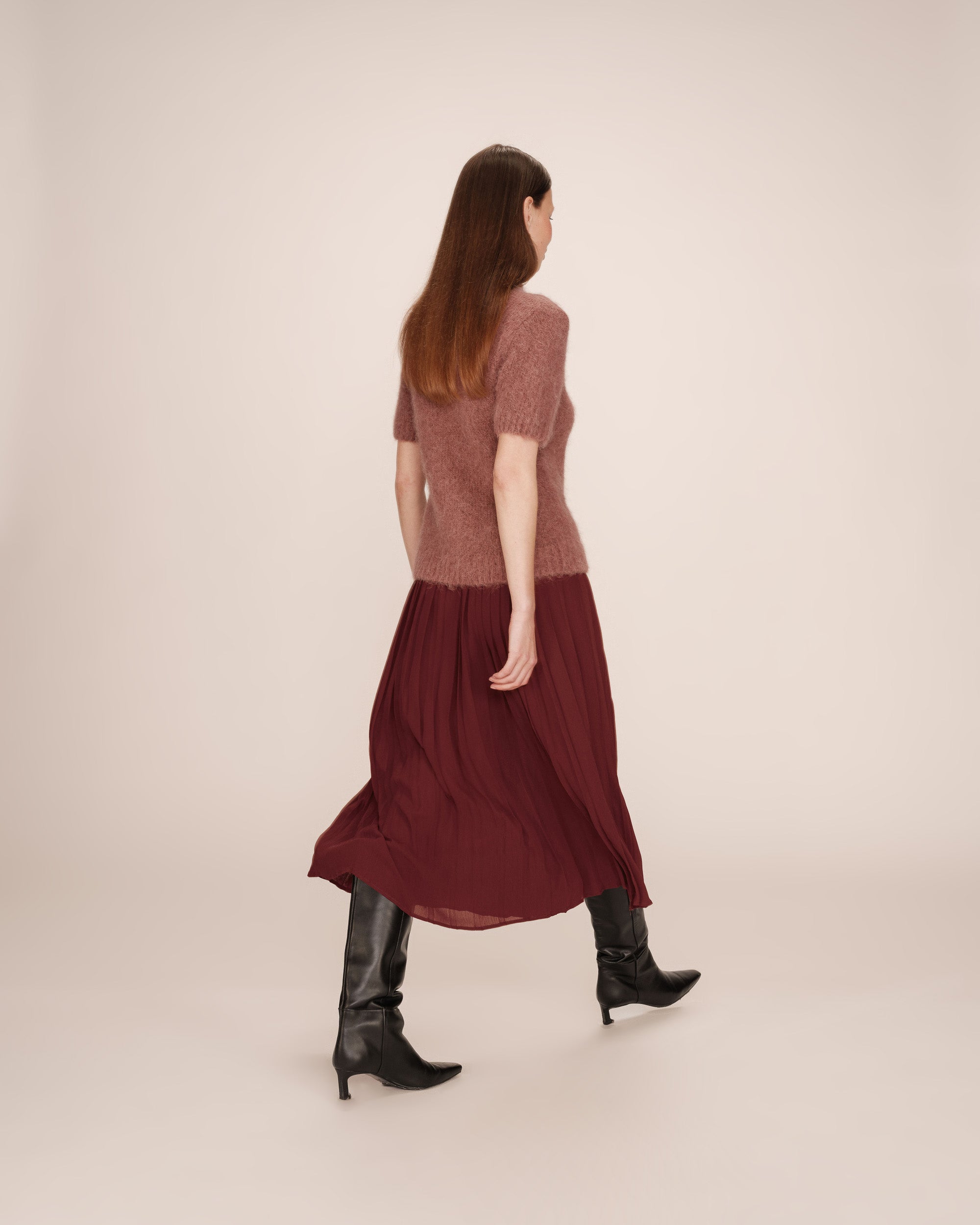 Jupe longue plissee chocolat Plisse