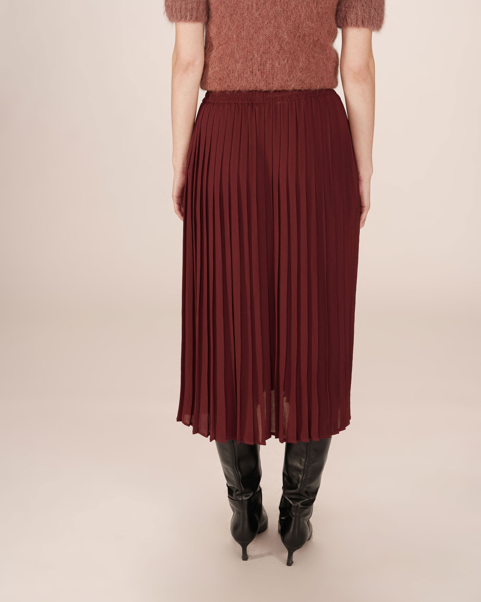 Jupe longue plissee chocolat Plisse