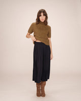 Jupe longue plissee marine Plisse